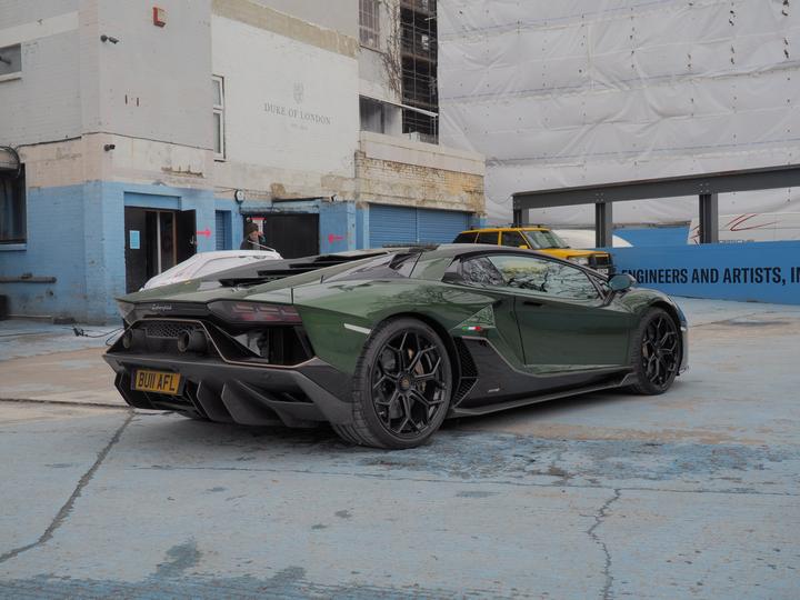 Lamborghini Aventador Ultimae in front of the Duke of London building