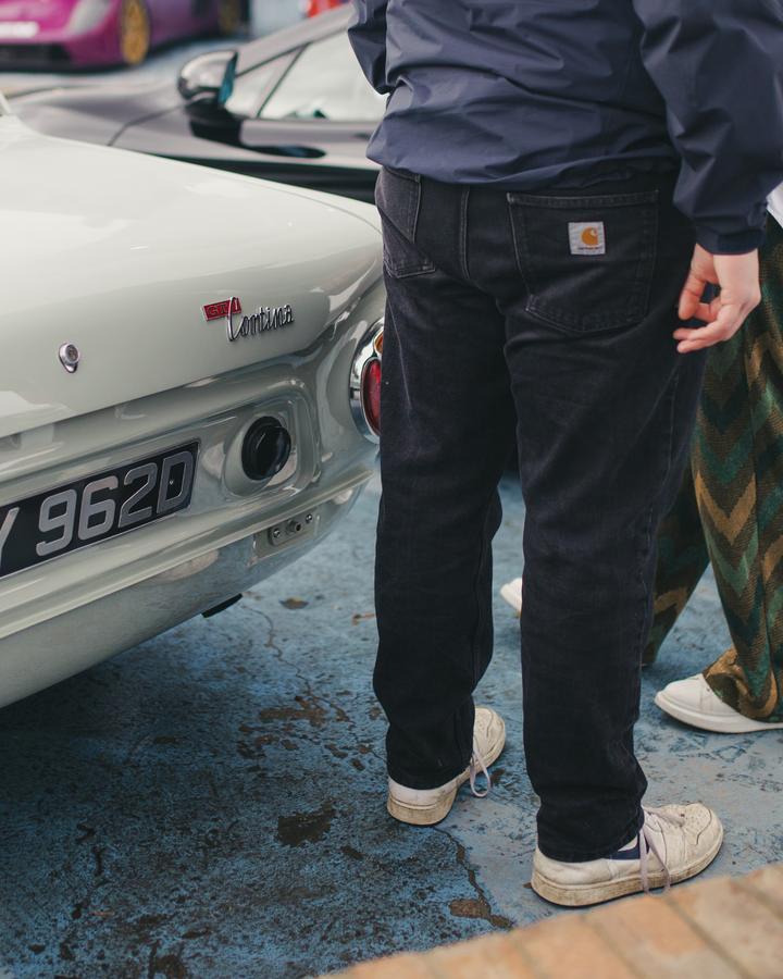 Ford Cortina GT and a visitor in Carhartt jeans